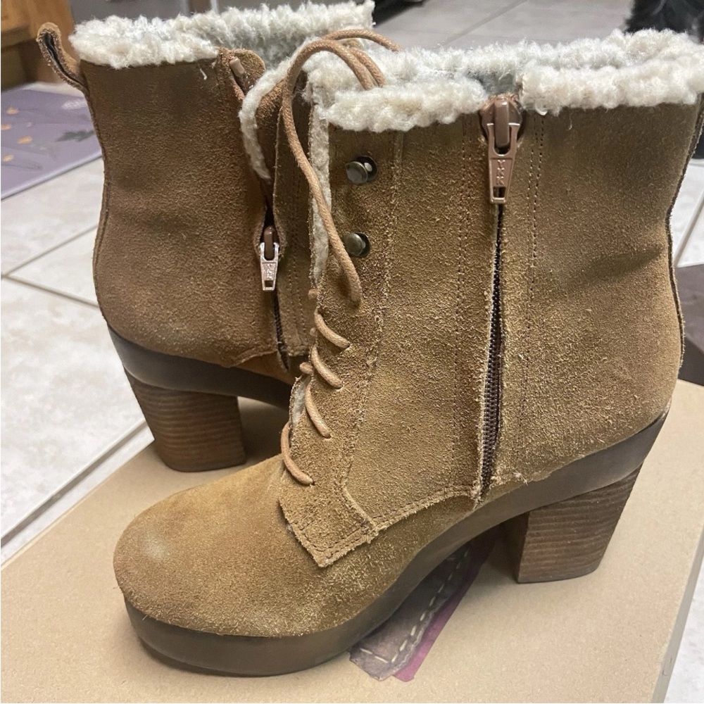 Denim & Supply Ralph Lauren Platform Tan Suede Boots Sz 5.5 Worn Once